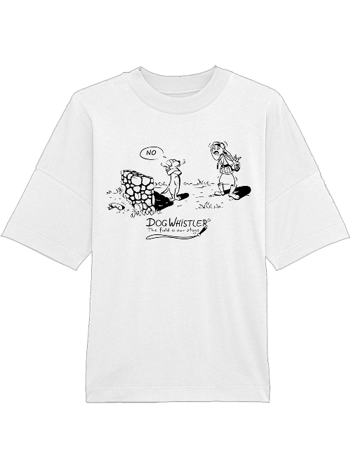 Oversized Unisex T-Shirt Blaster DOGWHISTLER Motiv "NO" Druck in schwarz und weiß