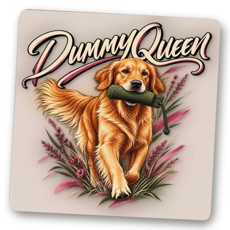 Untersetzer DummyQueen. – Golden Retriever mit Dummy im Fang