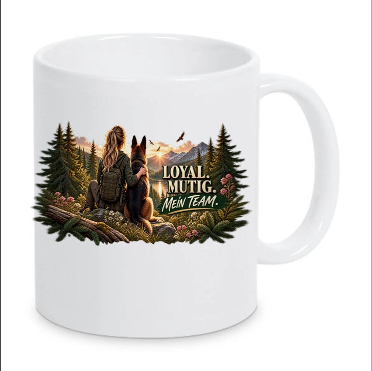 Kaffeetasse "Loyal. Mutig. Mein Team."