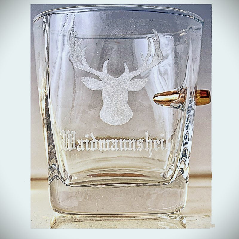 Waidmannsheil Jägerglas - WhiskyGlas mit 308 Kaliber Geschoß. Das perfekte Geschenk für Jäger