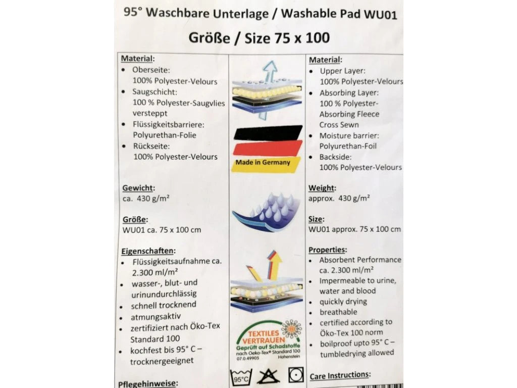 Waschbare Hygiene-Unterlage für Hunde – ideal bei Inkontinenz, Krankheit oder für Welpen