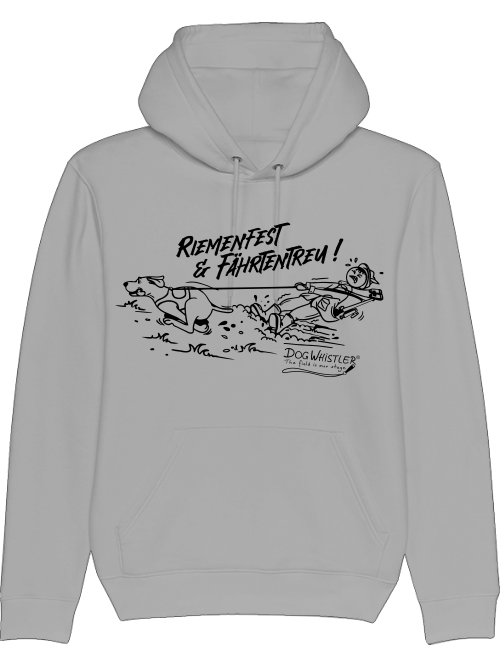 Bio-Unisex Hoodie Cruiser mit DOGWHISTLER Motiv "Riemenfest & Fährtentreu !"