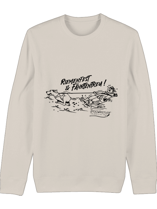 Basic UNISEX-BIO-Sweatshirt Changer körperbetont DOGWHISTLER Motiv "Riemenfest & Fährtentreu !"