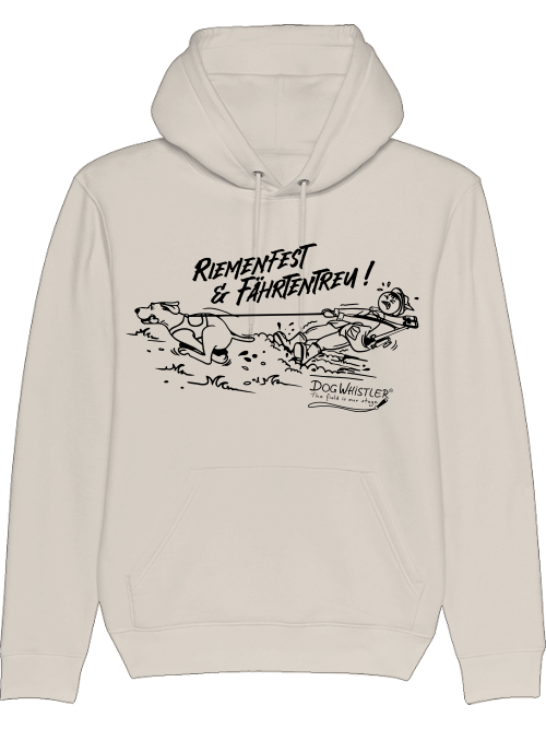 Bio-Unisex Hoodie Cruiser mit DOGWHISTLER Motiv "Riemenfest & Fährtentreu !"