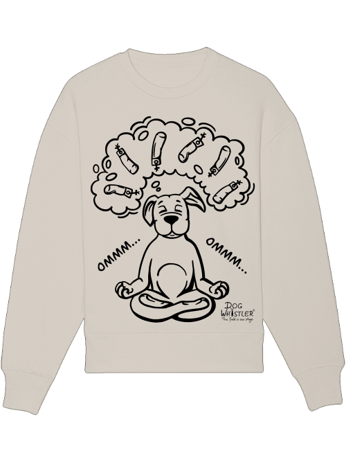 Basic UNISEX-Sweatshirt Radder mit lässiger Passform DOGWHISTLER Motiv "ommm" schwarze Dummys