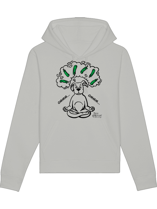 Bio-Unisex Hoodie Drummer mit DOGWHISTLER Motiv "ommm" mit grünen Dummys