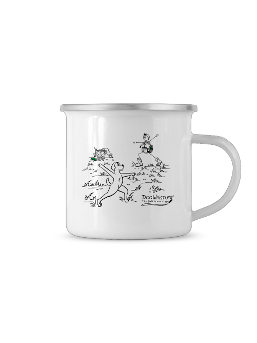 Emaille-Tasse mit DOGWHISTLER Motiven - Die macht jedes Abenteuer mit!