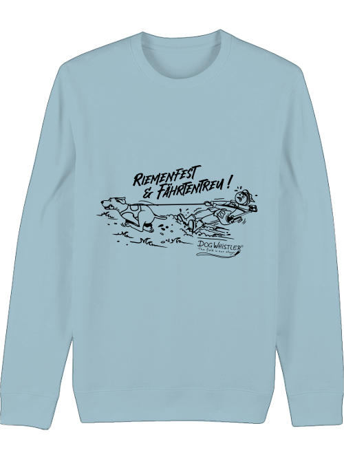 Basic UNISEX-BIO-Sweatshirt Changer körperbetont DOGWHISTLER Motiv "Riemenfest & Fährtentreu !"