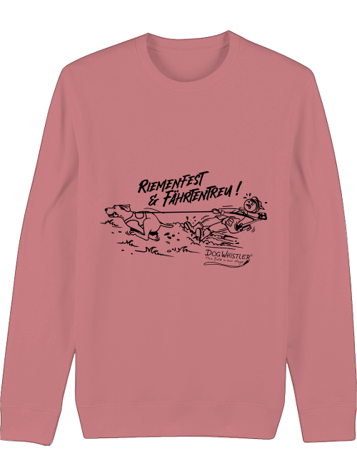 Basic UNISEX-BIO-Sweatshirt Changer körperbetont DOGWHISTLER Motiv "Riemenfest & Fährtentreu !"