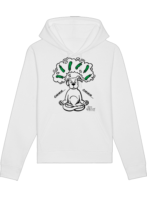 Bio-Unisex Hoodie Drummer mit DOGWHISTLER Motiv "ommm" mit grünen Dummys