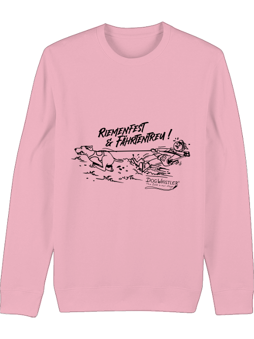 Basic UNISEX-BIO-Sweatshirt Changer körperbetont DOGWHISTLER Motiv "Riemenfest & Fährtentreu !"