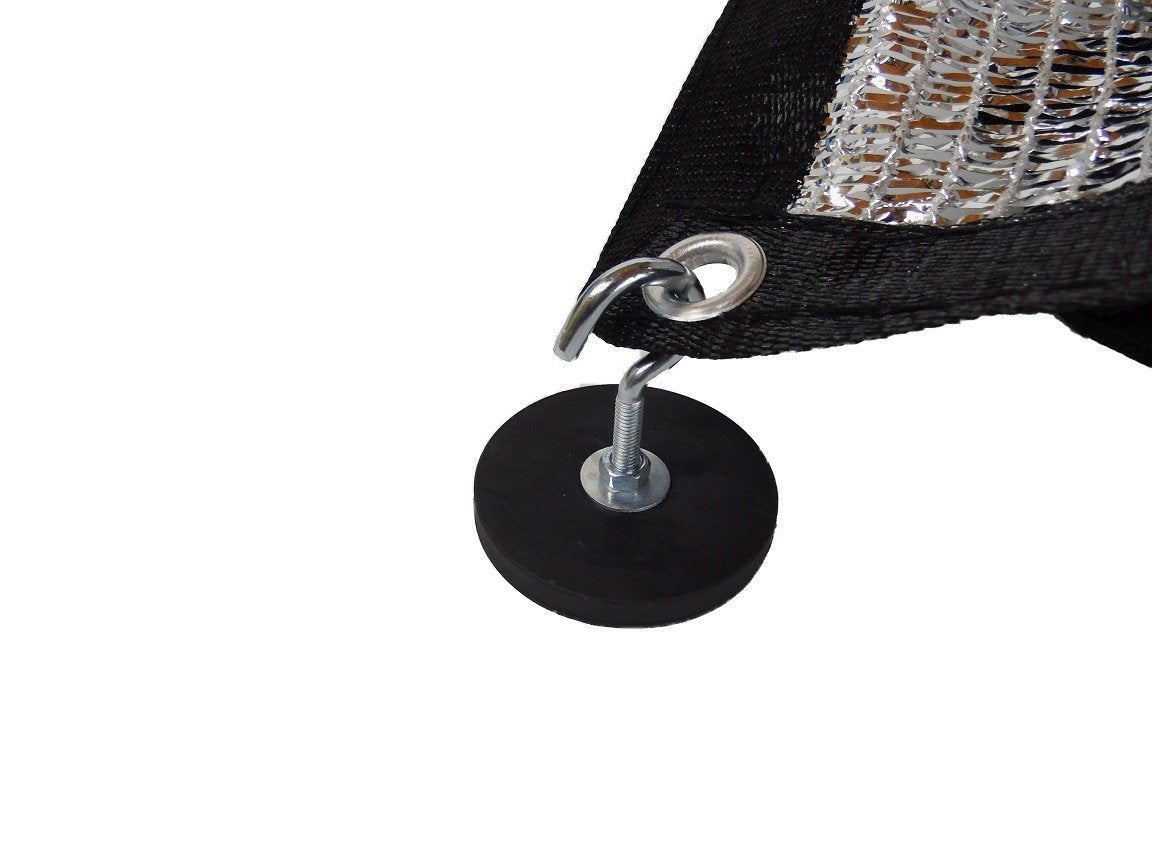 Gummierte NEODYM Magnete mit Haken zur Befestigung der Sonnenschutzplane für Fahrzeuge