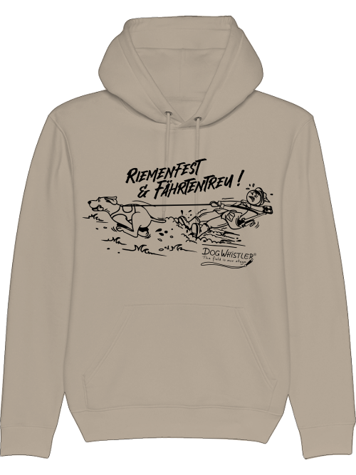 Bio-Unisex Hoodie Cruiser mit DOGWHISTLER Motiv "Riemenfest & Fährtentreu !"