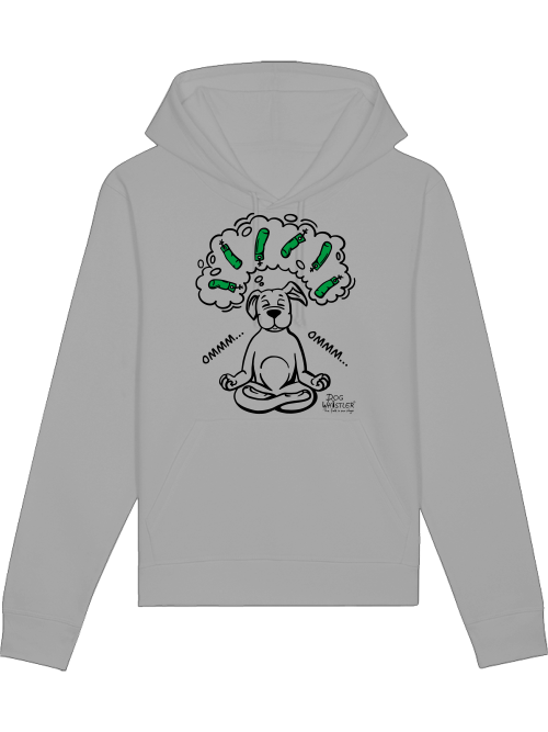 Bio-Unisex Hoodie Drummer mit DOGWHISTLER Motiv "ommm" mit grünen Dummys
