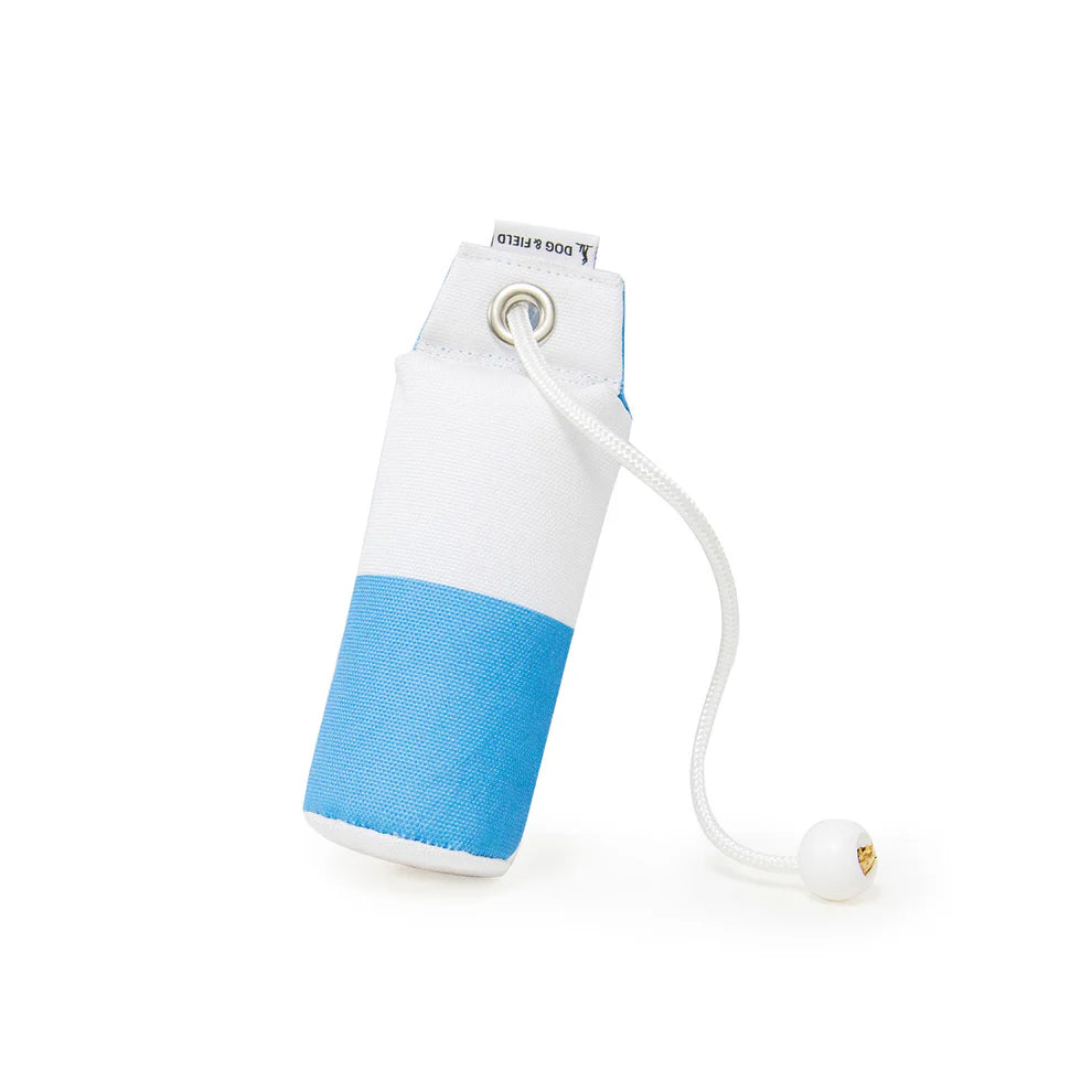 Speedy Flinger Dummy von Dog & Field weiß/blau Schachbrettmuster