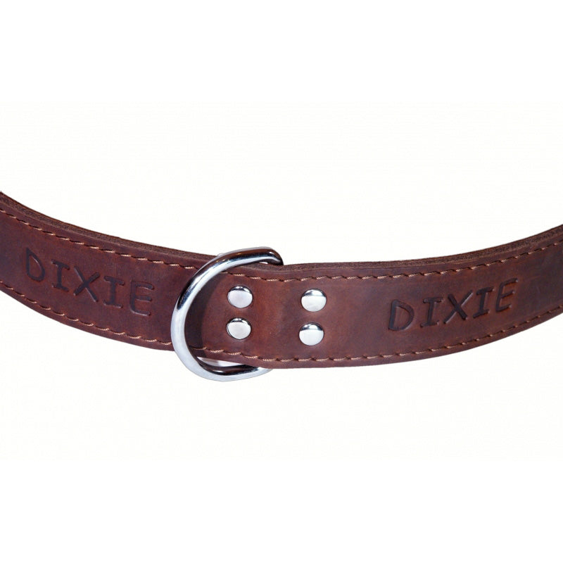 Braunes Hundehalsband, geöltes Rindsleder, von 26 bis 70 cm Halsumfang, personalisierbar