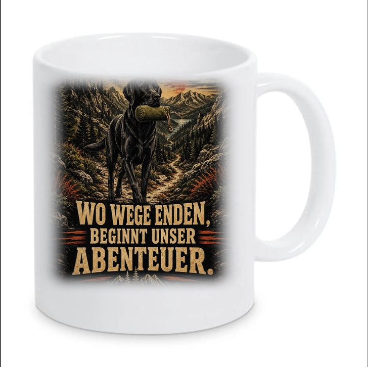 Kaffeetasse "Wo Wege enden, beginnt unser Abenteuer."