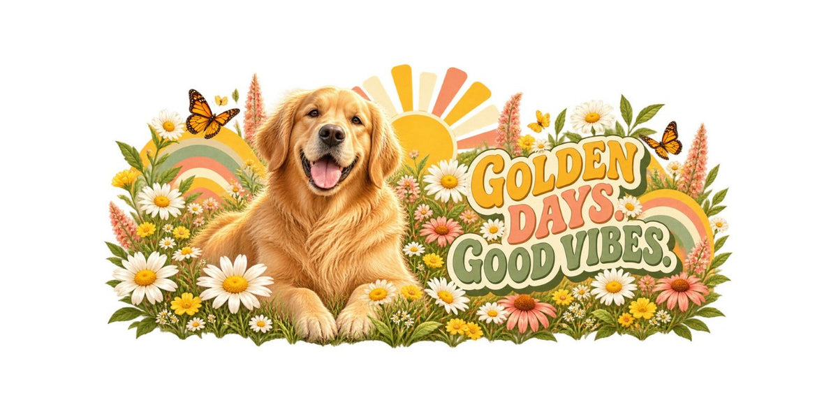 Motiv Golden Days. Good Vibes. – kompletter Rundum-Druck der Tasse