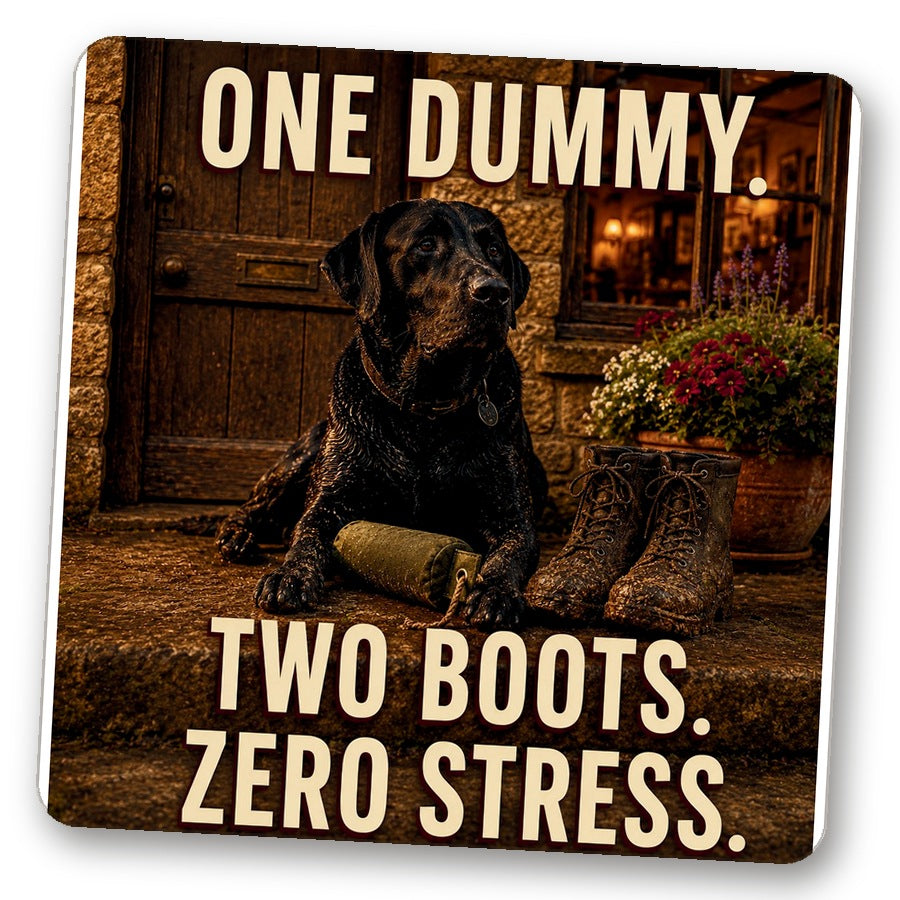Untersetzer "One Dummy. Two Boots. Zero Stress."