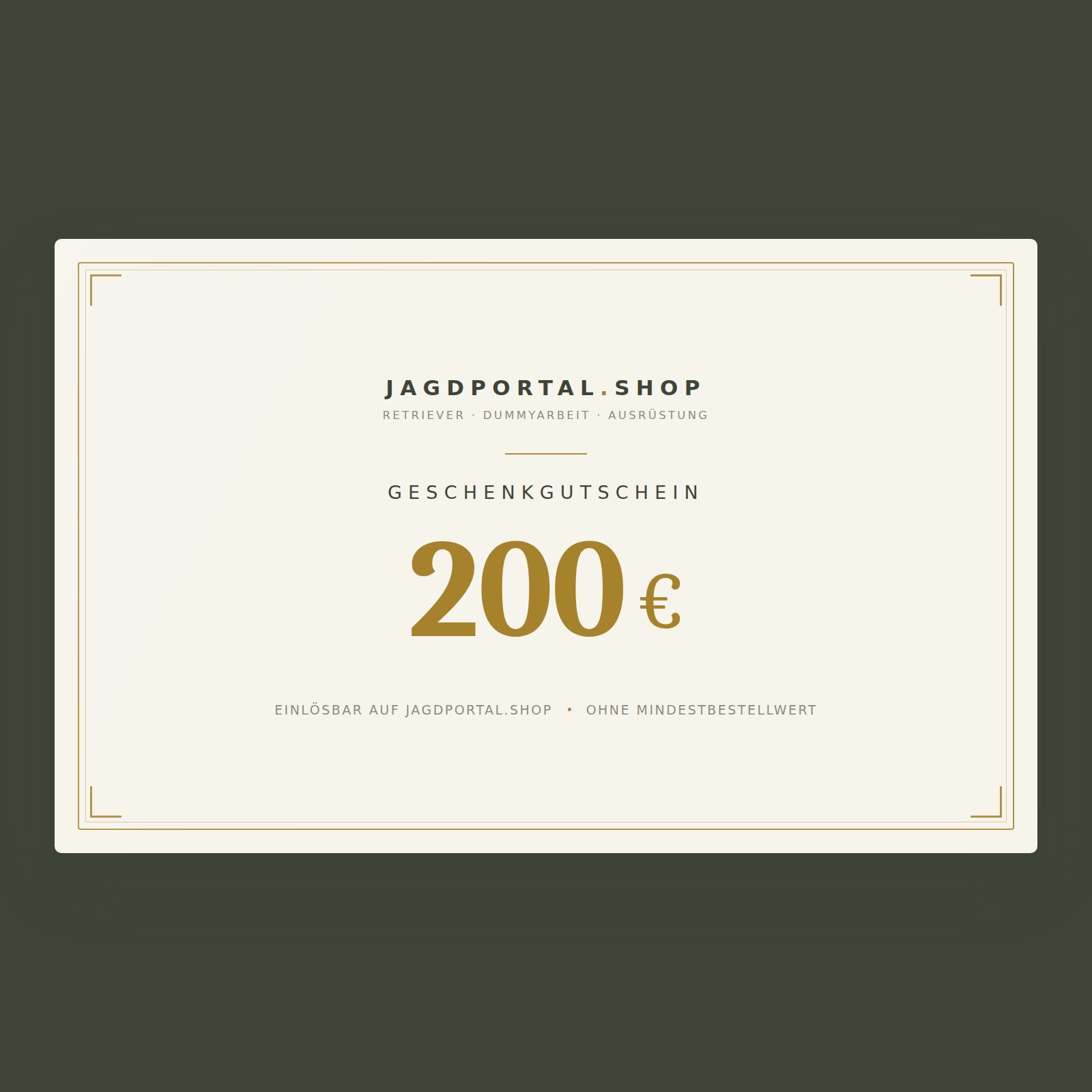 Geschenkgutschein 200 Euro von jagdportal.shop