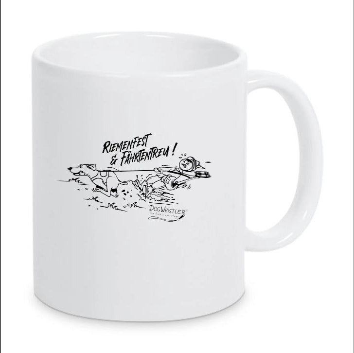 DOGWHISTLER Kaffeetasse "Riemenfest & Fährtentreu"