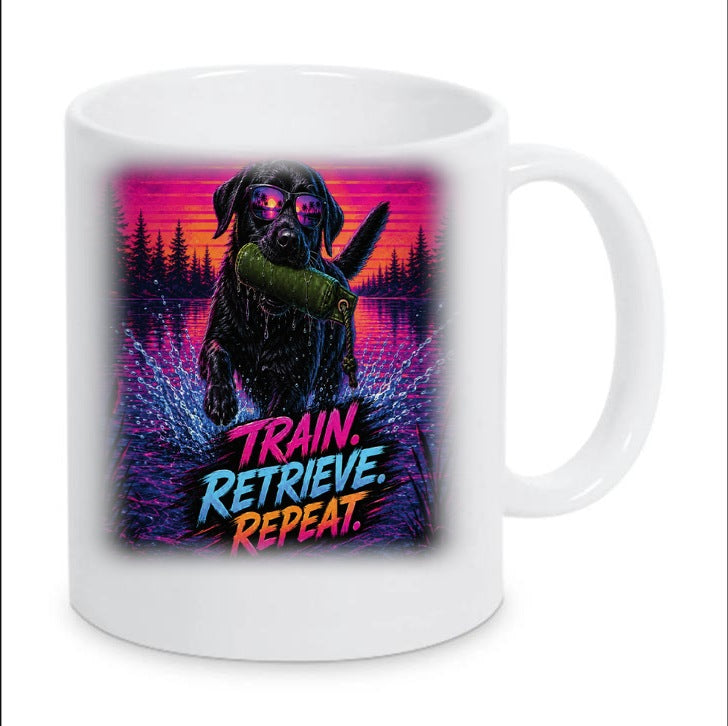 Kaffeetasse "Train. Retrieve. Repeat."