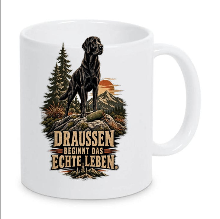 Kaffeetasse "Draussen beginnt das echte Leben."