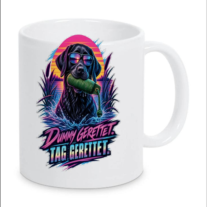 Kaffeetasse "Dummy gerettet. Tag gerettet."
