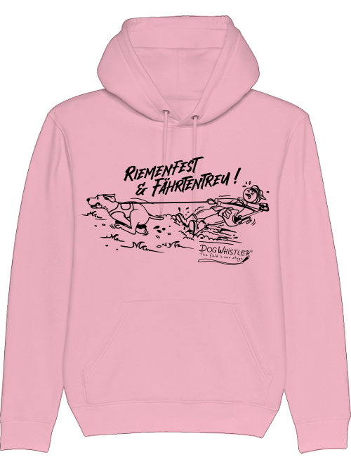 Bio-Unisex Hoodie Cruiser mit DOGWHISTLER Motiv "Riemenfest & Fährtentreu !"