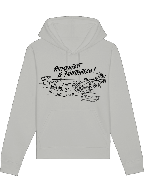 Unisex Hoodie Drummer mit DOGWHISTLER Motiv "Riemenfest & Fährtentreu!"