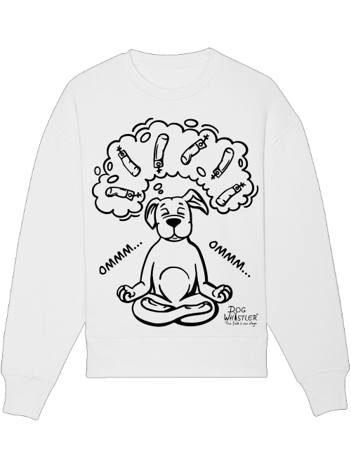 Basic UNISEX-Sweatshirt Radder mit lässiger Passform DOGWHISTLER Motiv "ommm" schwarze Dummys